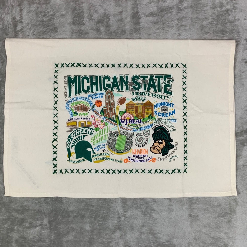 Catstudio Michigan State University MSU Collegiate Dish Towel Cotton White 20x28